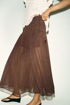 Women Clothing Spring Fashionable Elegant Polka Dot Midi