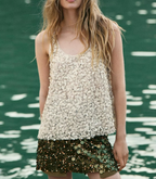 Women Clothing Summer SL round Neck Beads Decoration Strap
