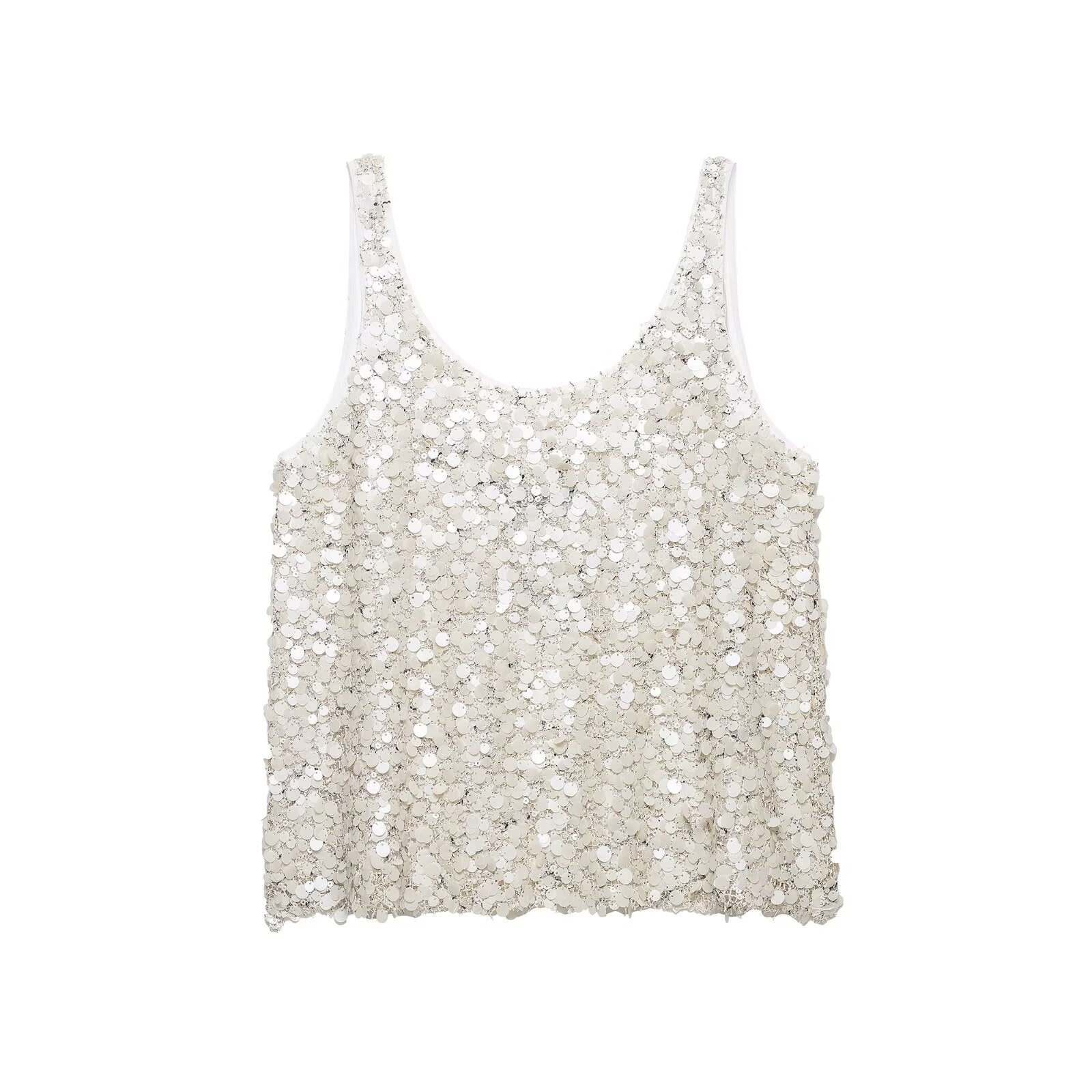 Women Clothing Summer SL round Neck Beads Decoration Strap