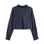 Short Bow Placket Denim Shacket