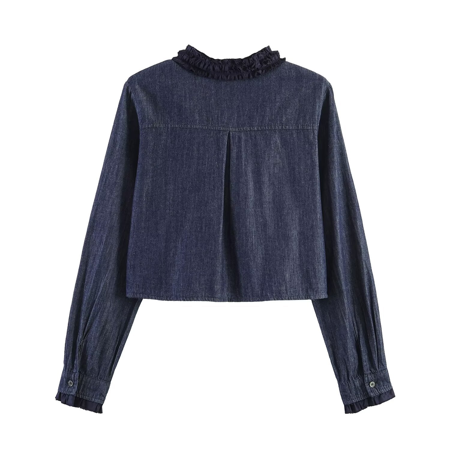 Short Bow Placket Denim Shacket