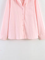 Women Clothing Summer Casual Linen Pocket Shirt Linen