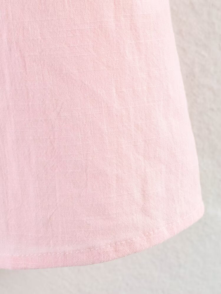 Women Clothing Summer Casual Linen Pocket Shirt Linen