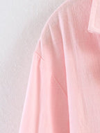 Women Clothing Summer Casual Linen Pocket Shirt Linen