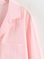 Women Clothing Summer Casual Linen Pocket Shirt Linen