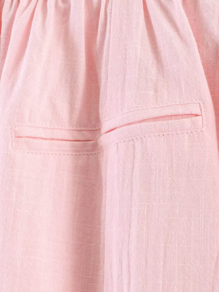 Women Clothing Summer Casual Linen Pocket Shirt Linen