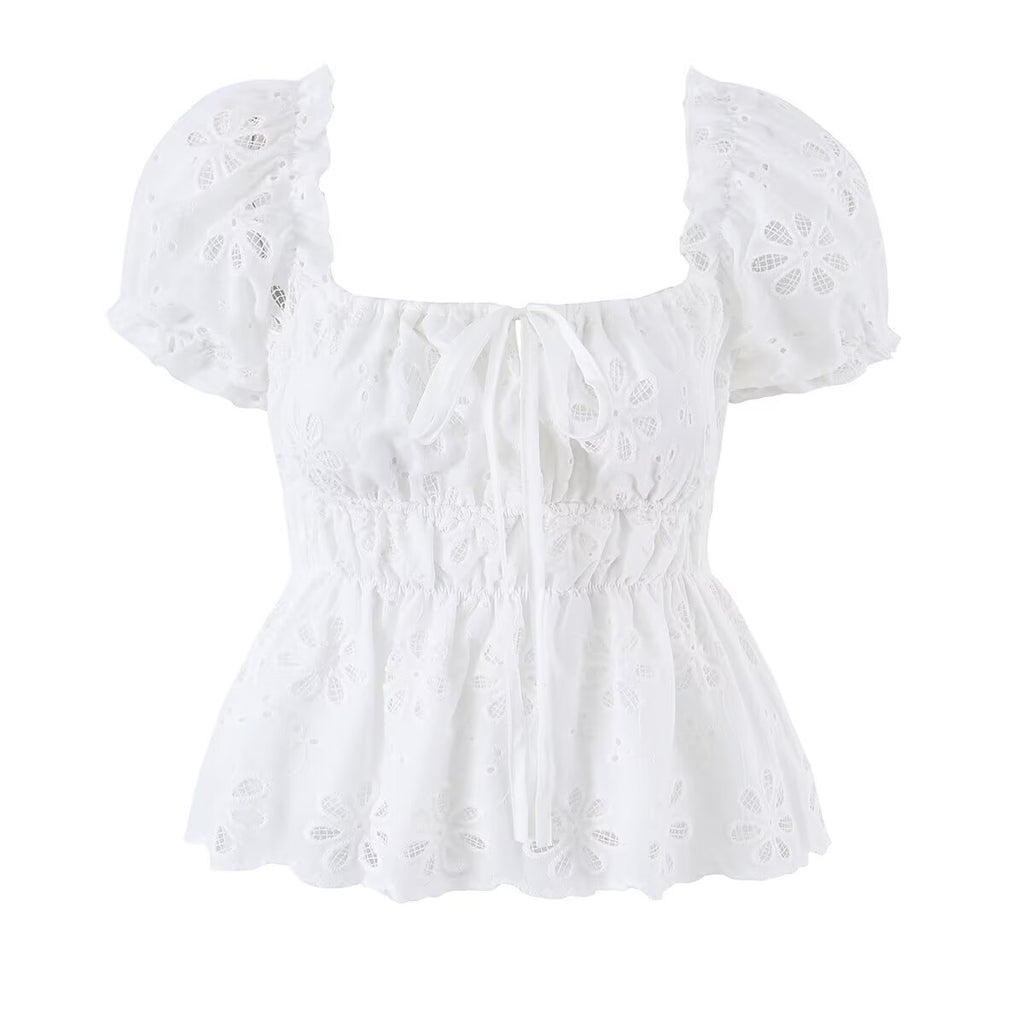 Summer French Gentle Sexy Niche Embroidery Hollow Out CO