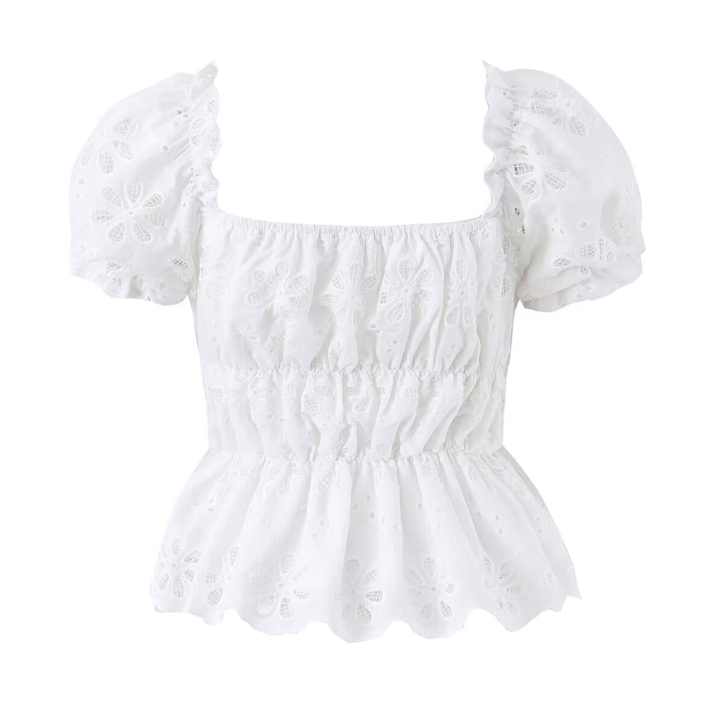 Summer French Gentle Sexy Niche Embroidery Hollow Out CO