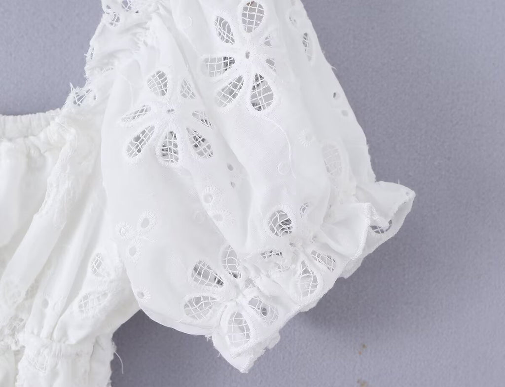 Summer French Gentle Sexy Niche Embroidery Hollow Out CO