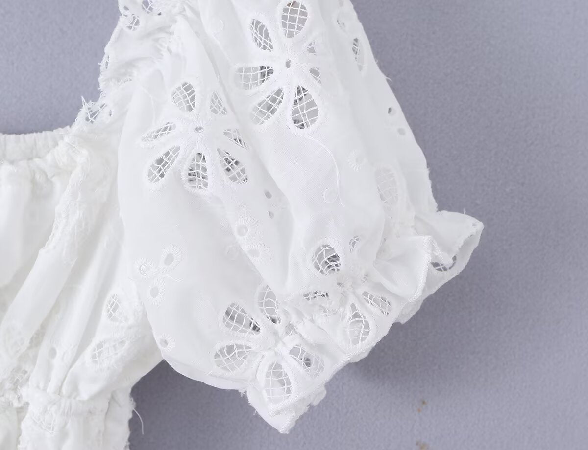 Summer French Gentle Sexy Niche Embroidery Hollow Out CO