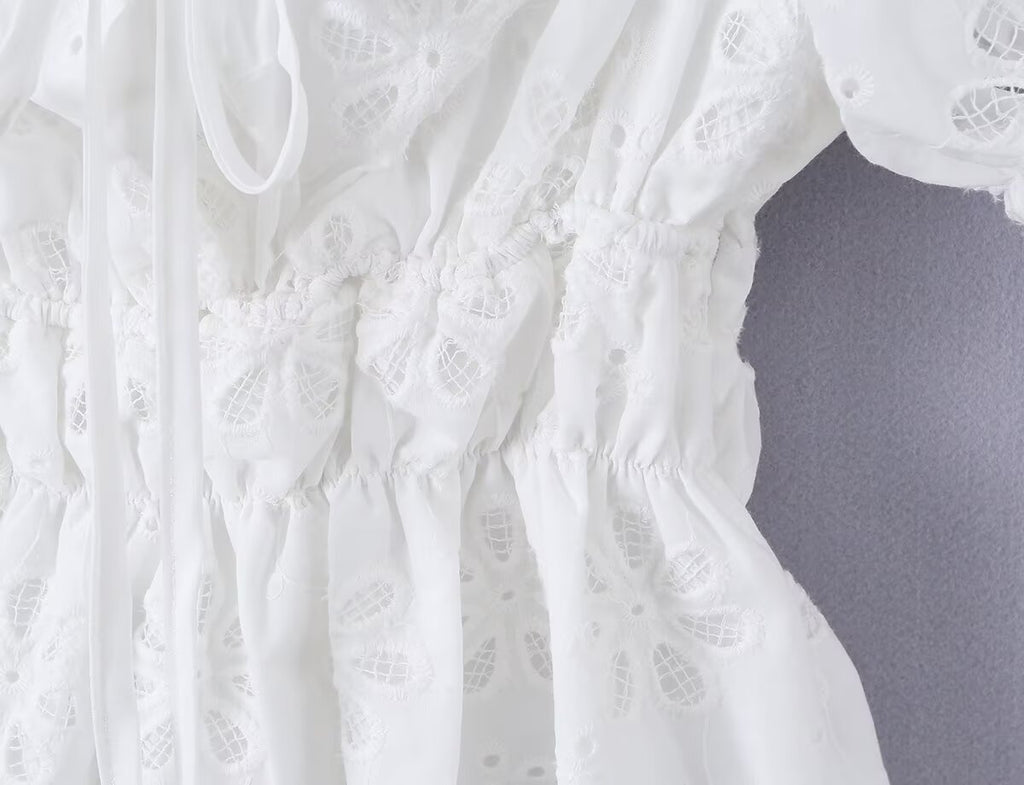 Summer French Gentle Sexy Niche Embroidery Hollow Out CO