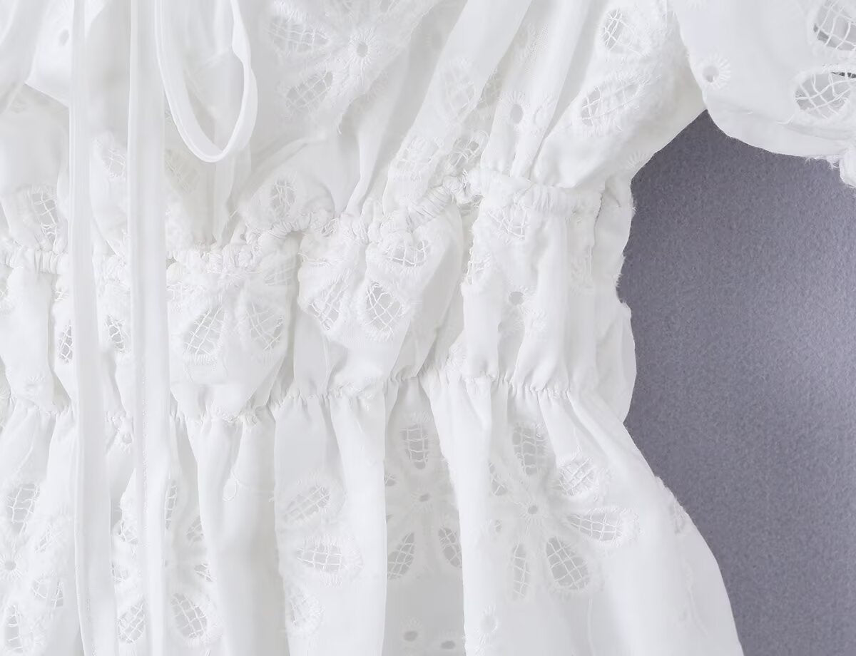 Summer French Gentle Sexy Niche Embroidery Hollow Out CO