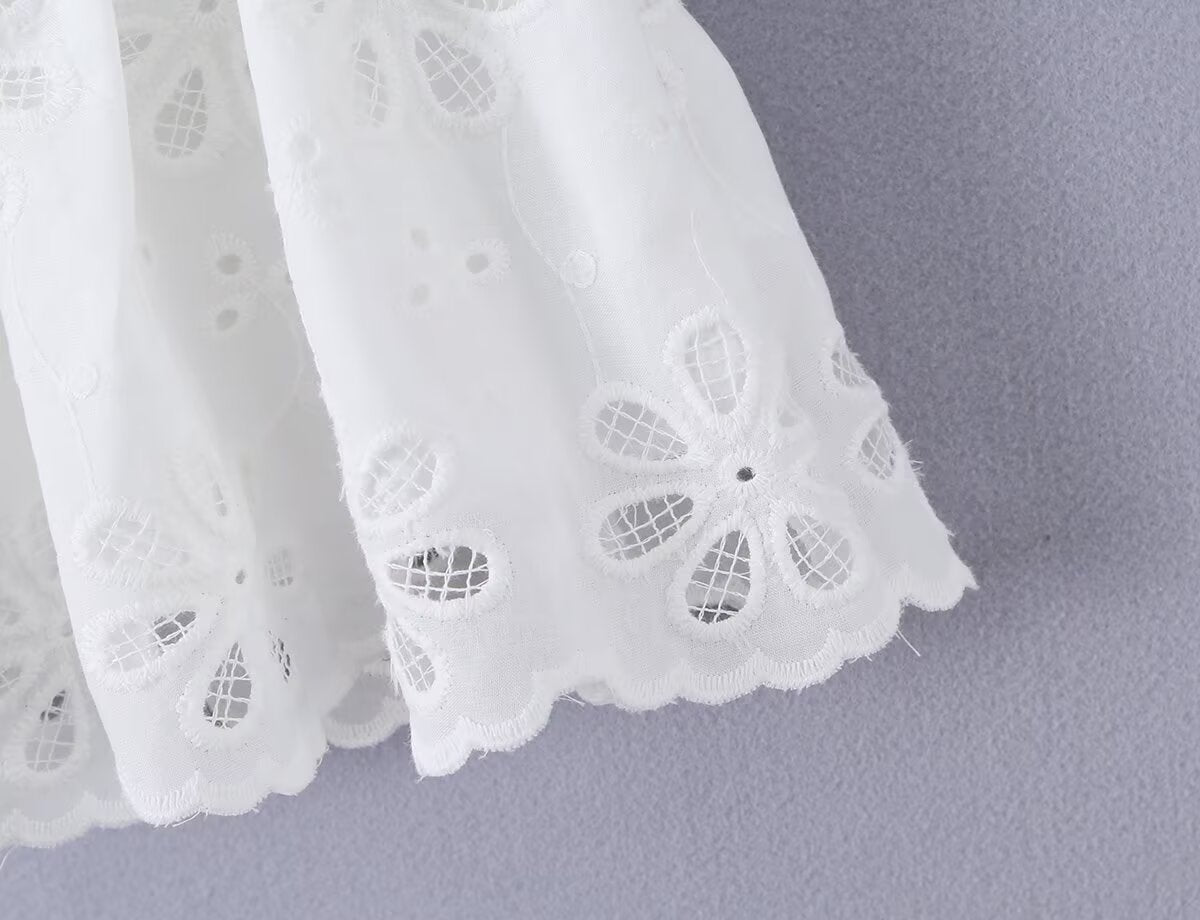 Summer French Gentle Sexy Niche Embroidery Hollow Out CO