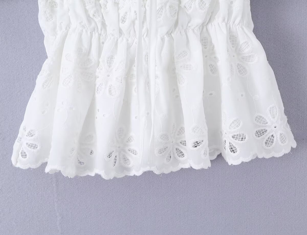 Summer French Gentle Sexy Niche Embroidery Hollow Out CO