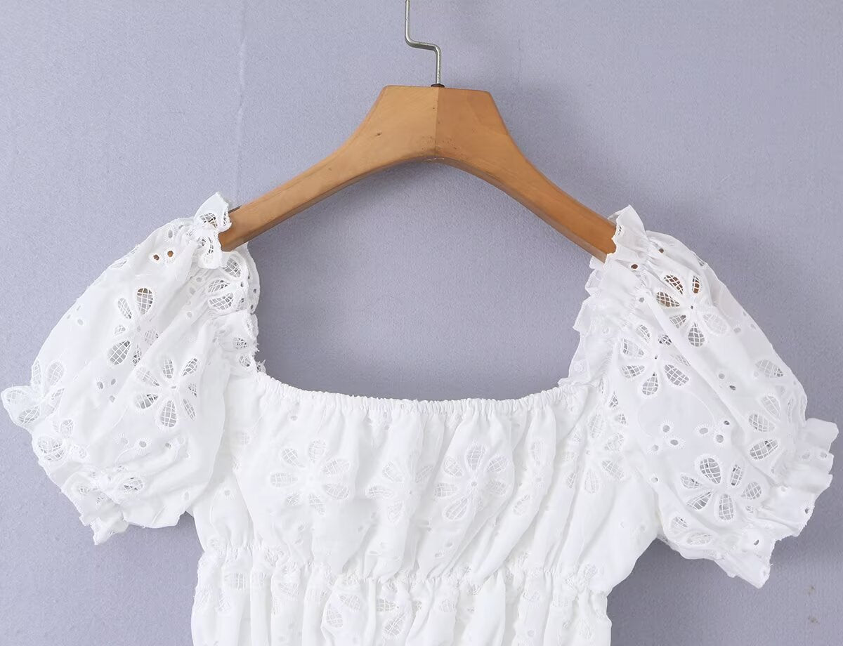 Summer French Gentle Sexy Niche Embroidery Hollow Out CO