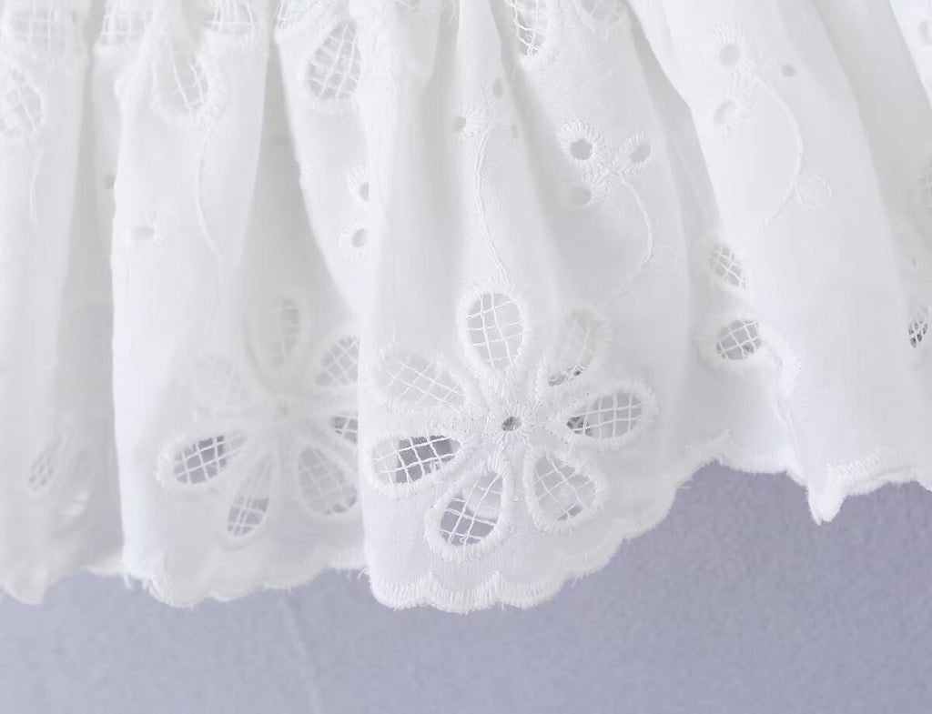 Summer French Gentle Sexy Niche Embroidery Hollow Out CO
