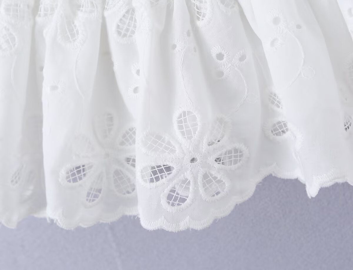 Summer French Gentle Sexy Niche Embroidery Hollow Out CO