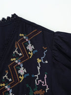 Women Clothing Fashionable Floral Embroidered Short Top
