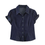 Women Clothing Chic Fashionable Stylish Denim Short Sleeve