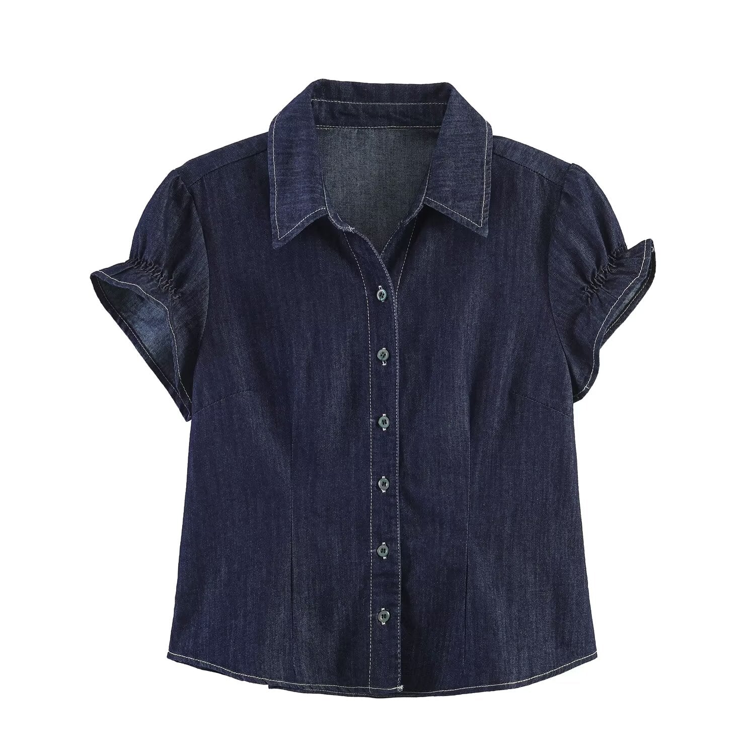 Women Clothing Chic Fashionable Stylish Denim Short Sleeve