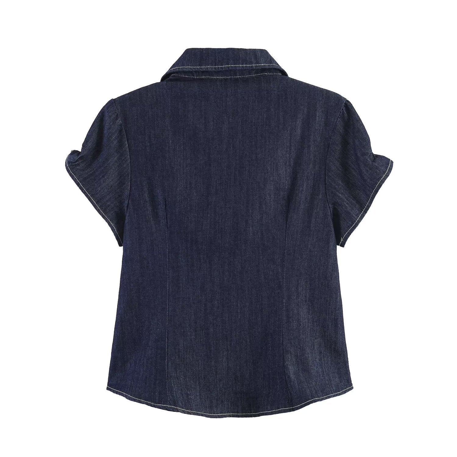 Women Clothing Chic Fashionable Stylish Denim Short Sleeve