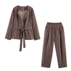 Women Spring And Autumn Long Sleeve Casual Striped Waist