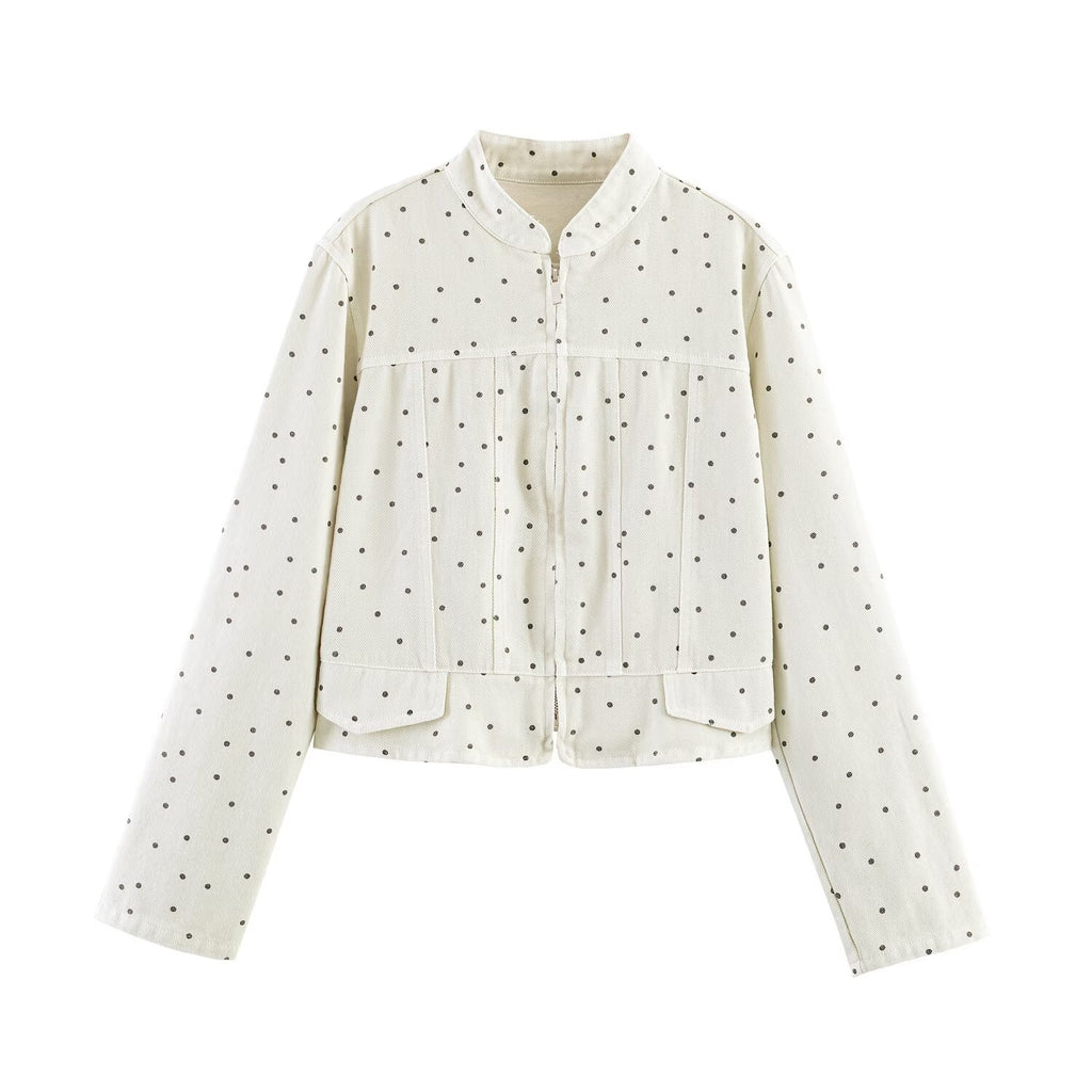Women Clothing Summer Street Casual Polka Dot Cinched Coat
