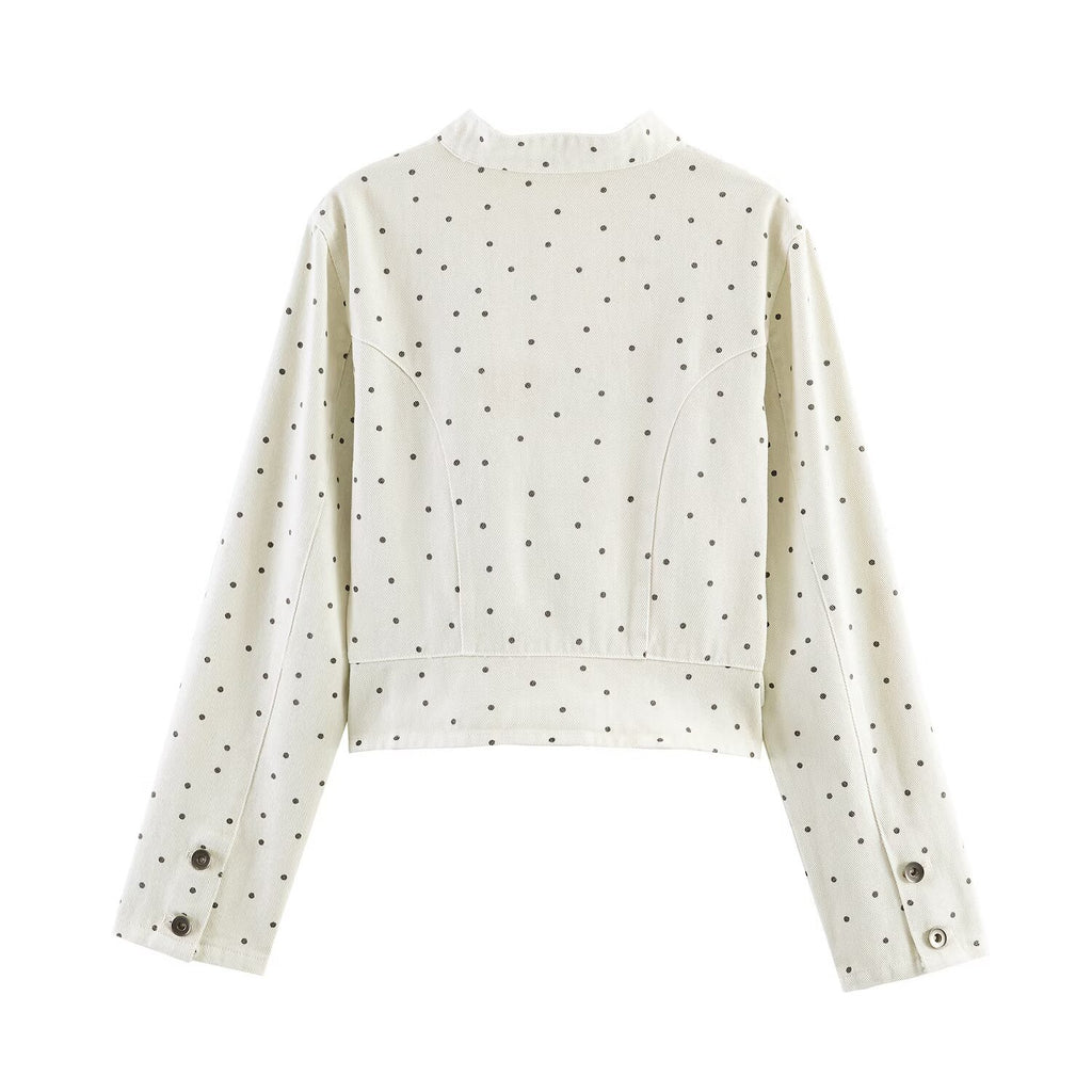 Women Clothing Summer Street Casual Polka Dot Cinched Coat