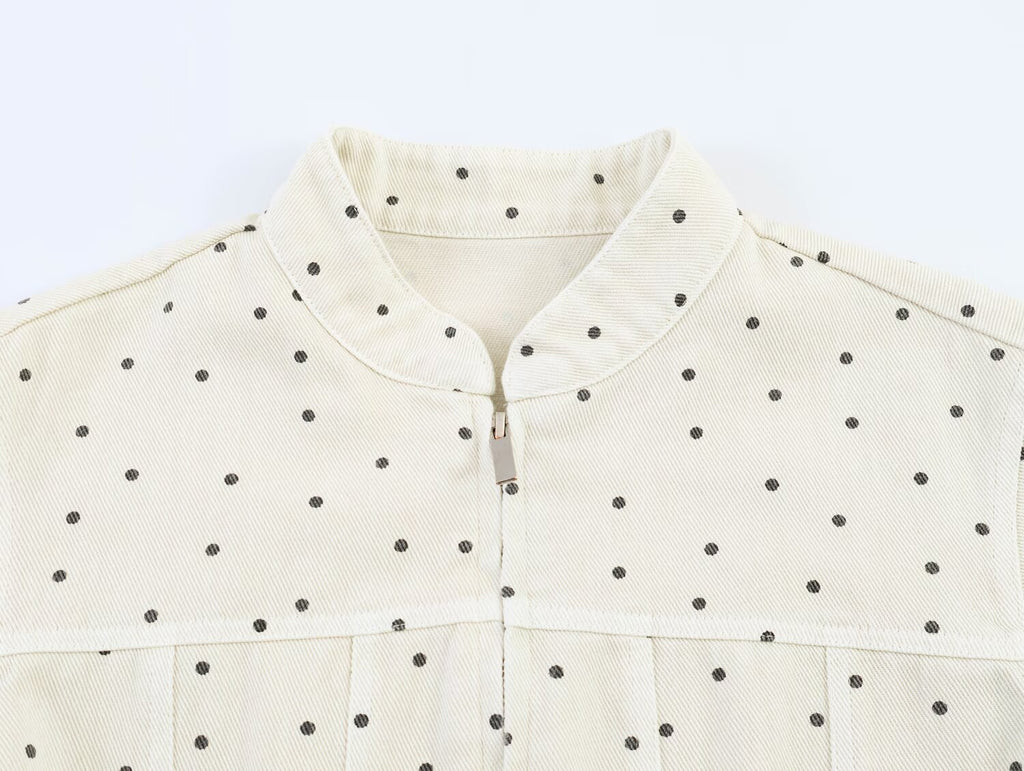 Women Clothing Summer Street Casual Polka Dot Cinched Coat