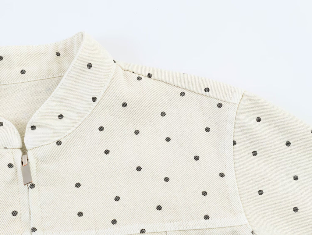 Women Clothing Summer Street Casual Polka Dot Cinched Coat