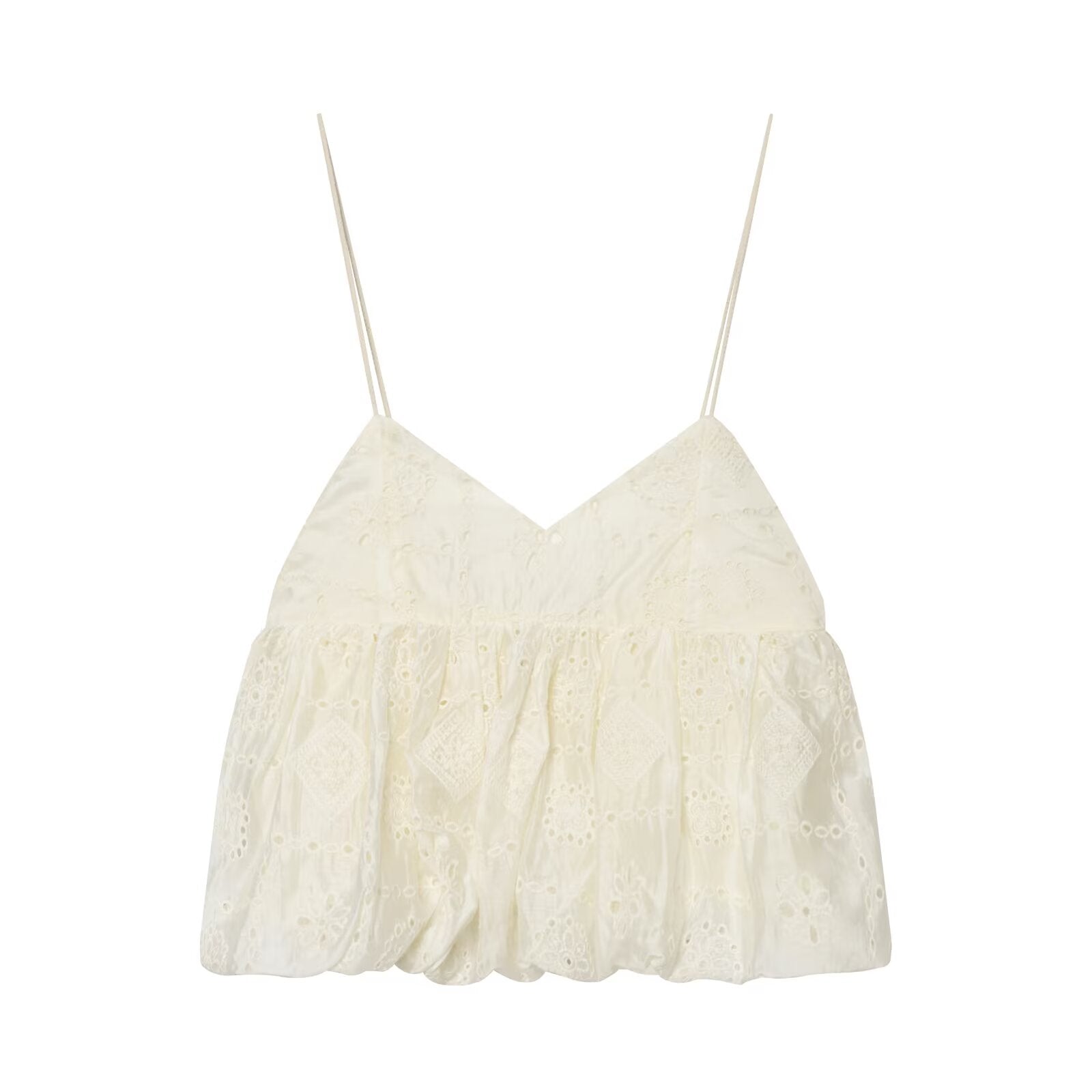 Women Clothing Summer V neck Hollow Out CO Embroidered