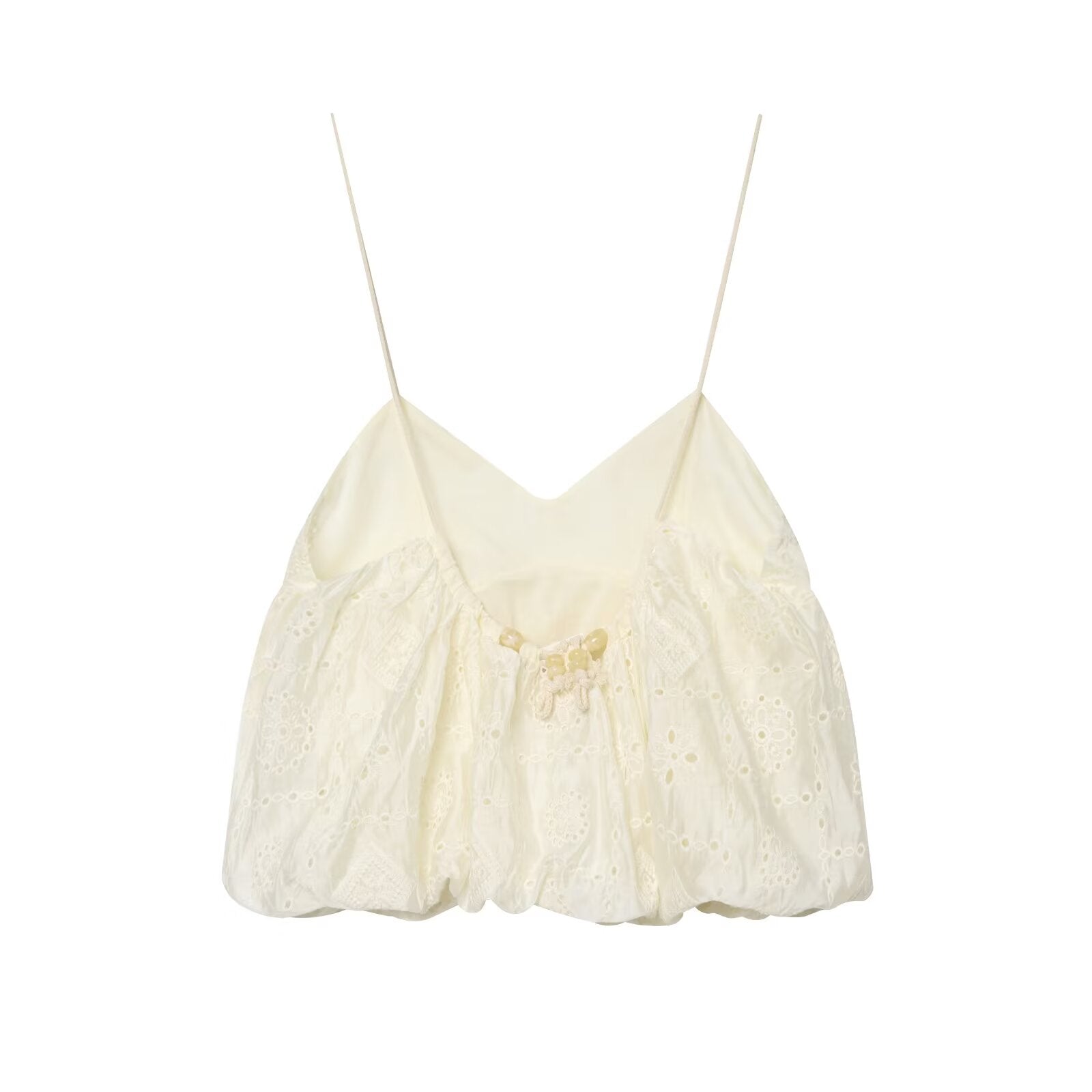 Women Clothing Summer V neck Hollow Out CO Embroidered