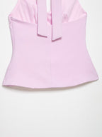 Women Clothing Women Bow Hanging Collar Backless Top Small