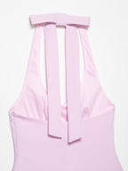 Women Clothing Women Bow Hanging Collar Backless Top Small