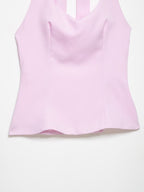 Women Clothing Women Bow Hanging Collar Backless Top Small