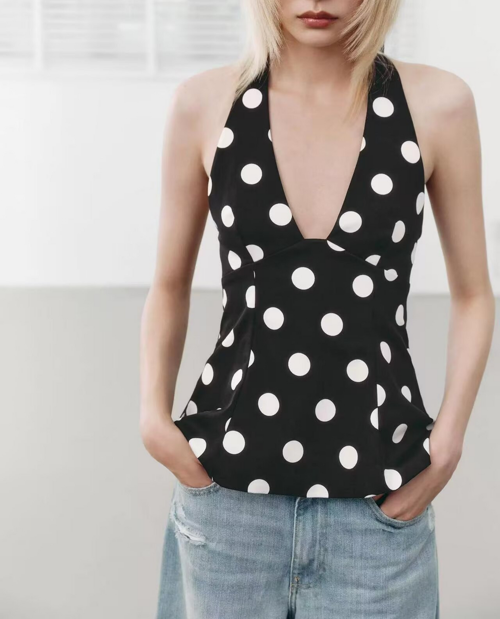 Women Clothing Summer Sexy Bowknot Decoration Polka Dot