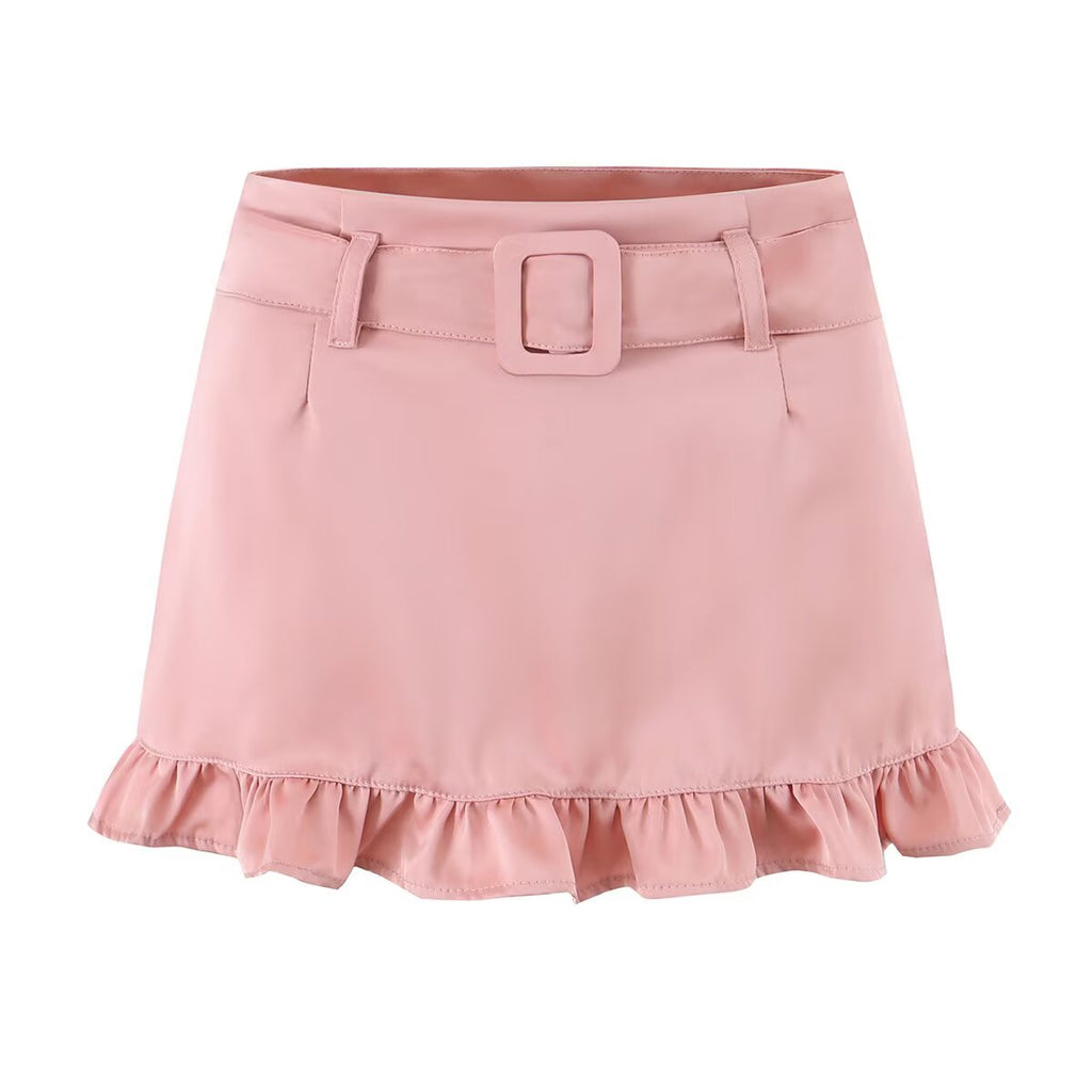Sexy Slim Hip Short Skirt with Belt Skirt