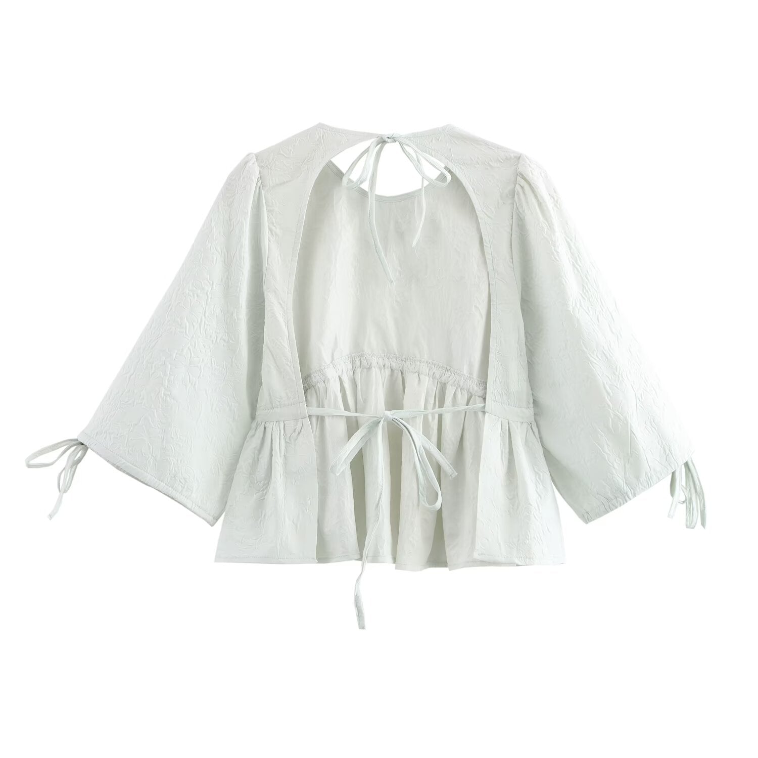 Women Clothing Backless Lace up Shirt Jacquard Skirt