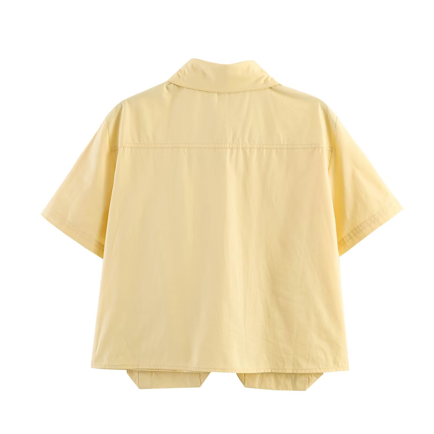 Spring Women Street Short Pocket Shirt Tooling Midi Skirt