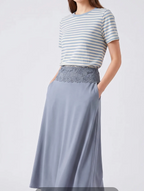 Women Clothing Lace Stitching Midi Skirt