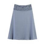 Women Clothing Lace Stitching Midi Skirt
