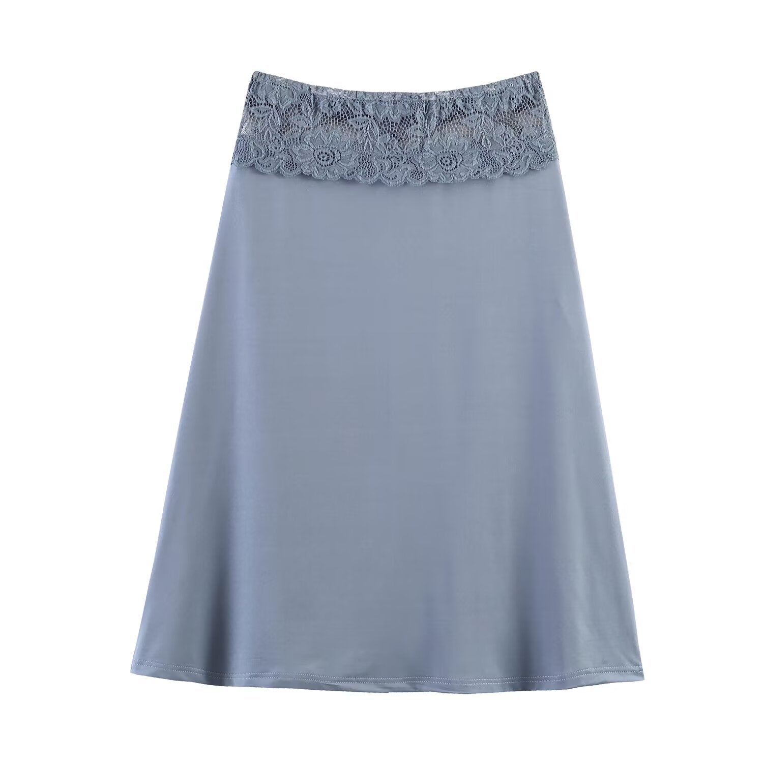 Women Clothing Lace Stitching Midi Skirt