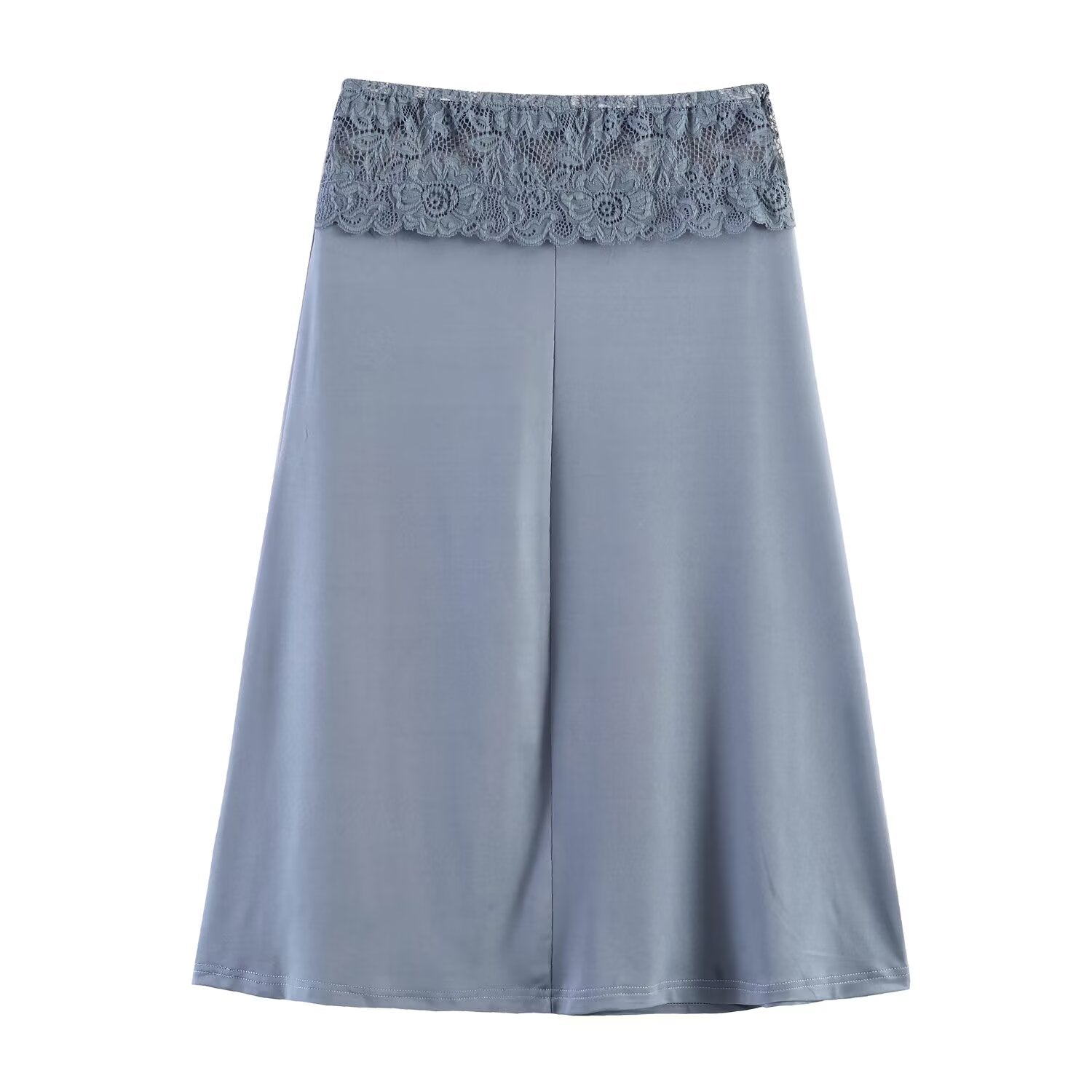 Women Clothing Lace Stitching Midi Skirt