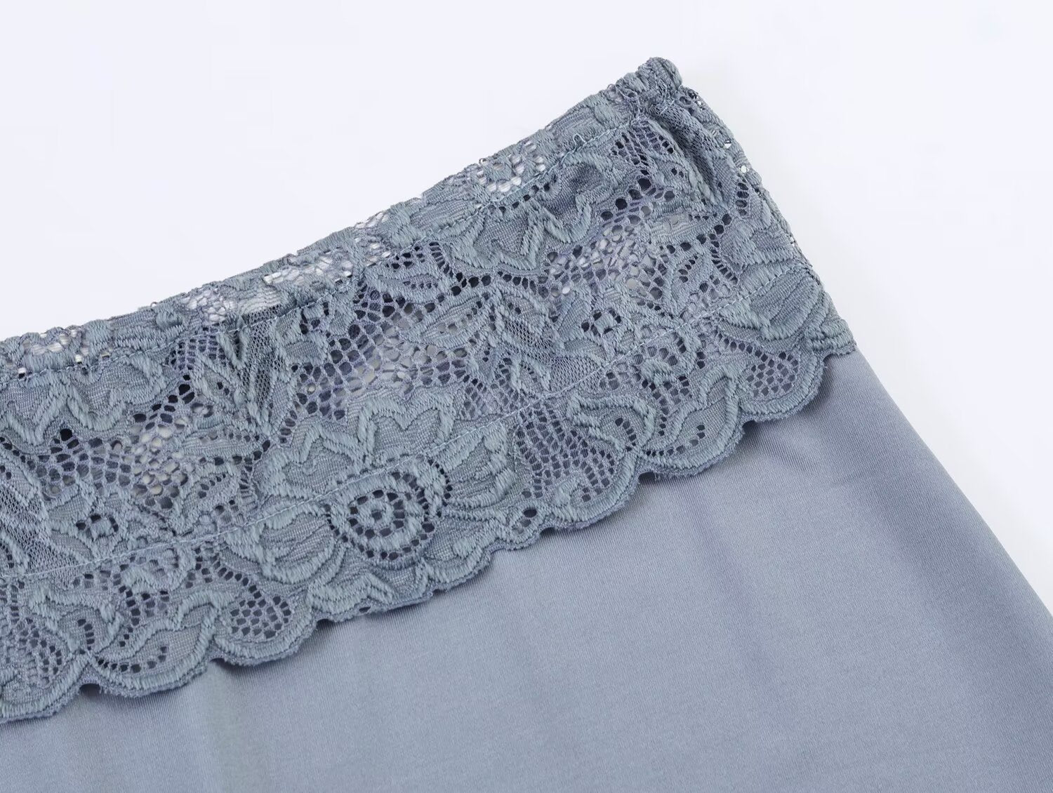 Women Clothing Lace Stitching Midi Skirt