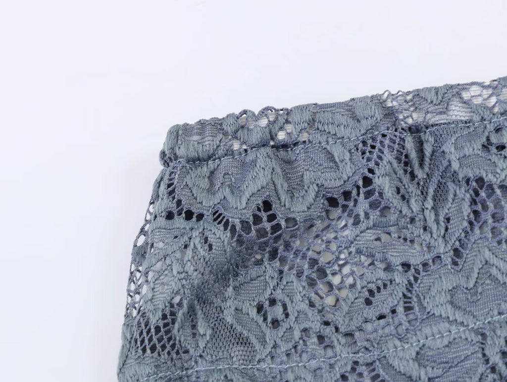 Women Clothing Lace Stitching Midi Skirt