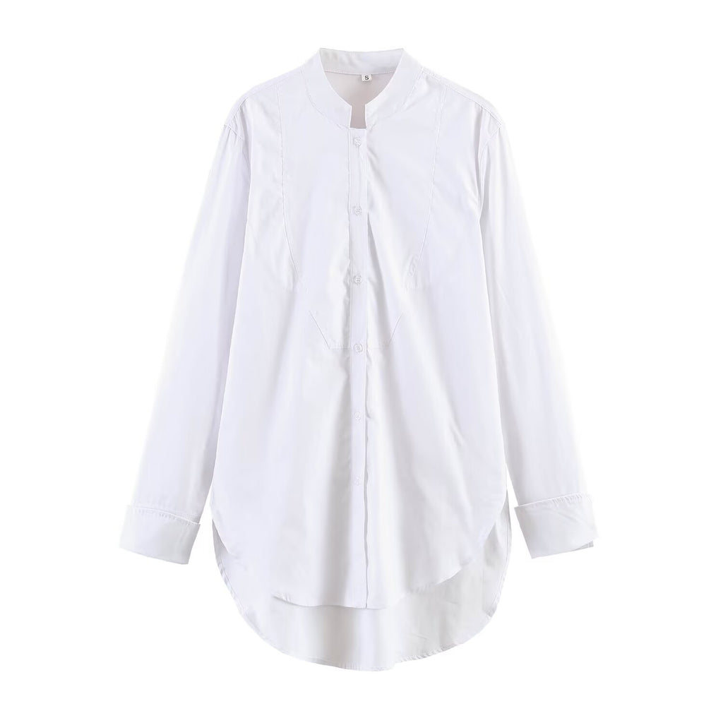 Women Clothing Summer Stand Collar Front Short Back Long