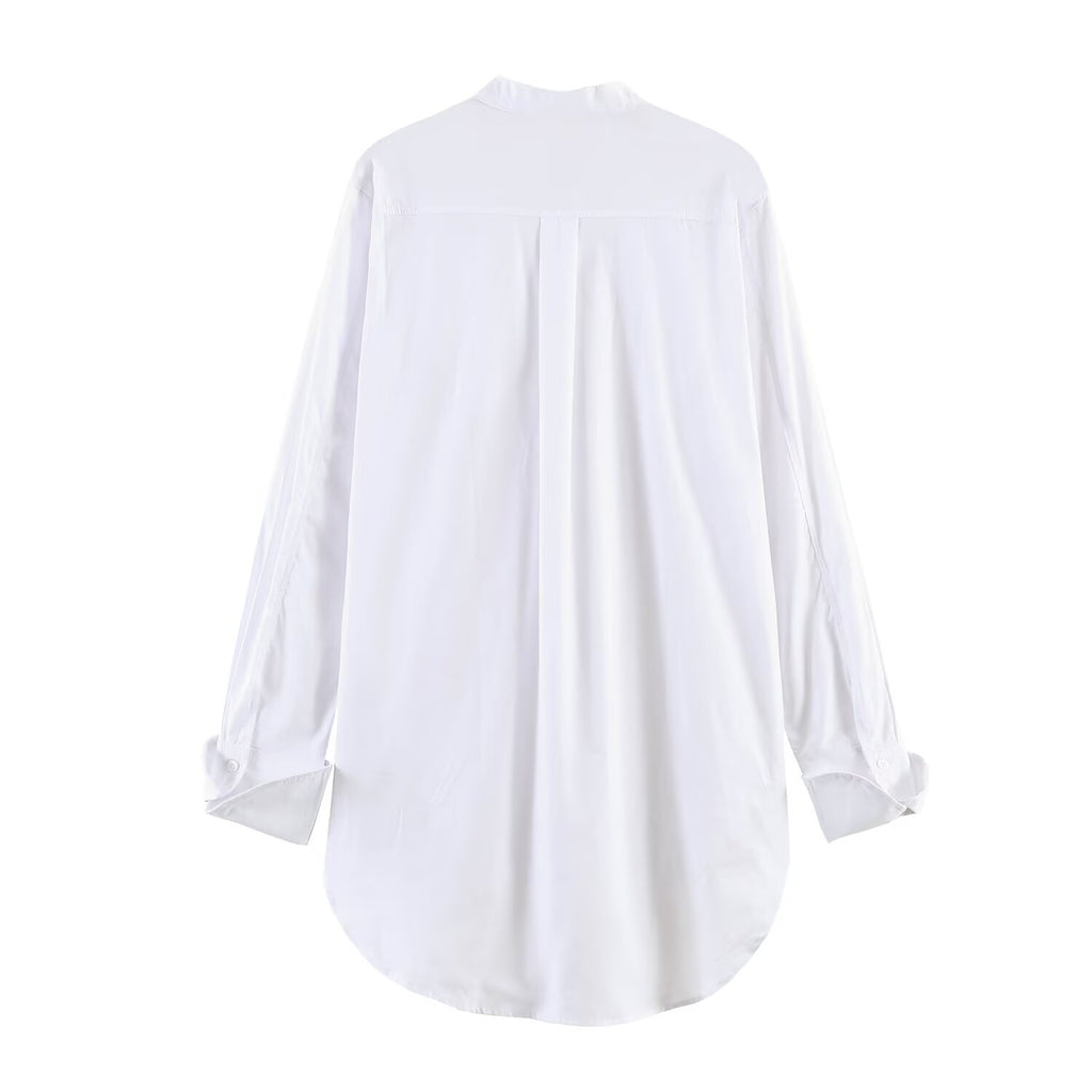 Women Clothing Summer Stand Collar Front Short Back Long