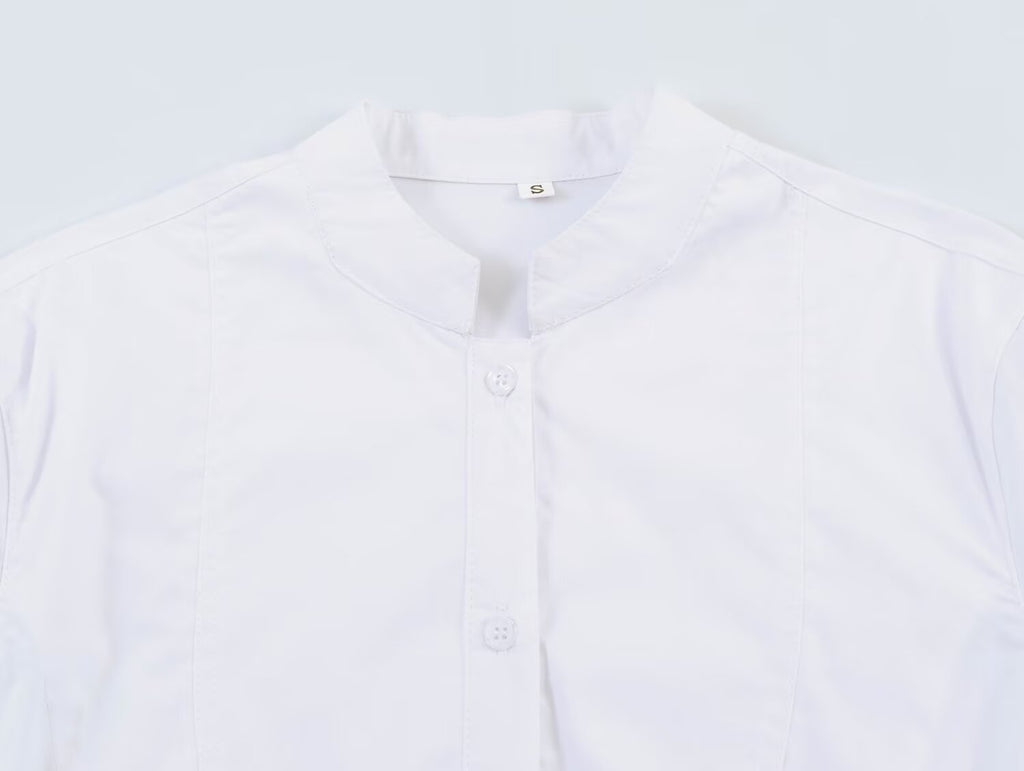 Women Clothing Summer Stand Collar Front Short Back Long