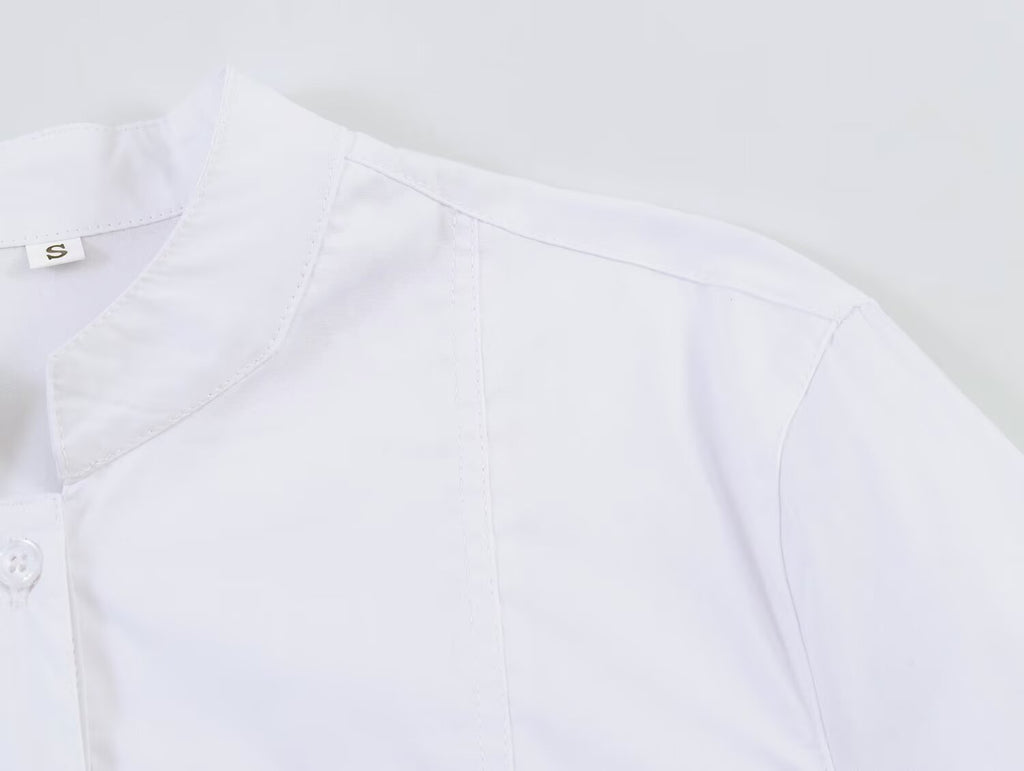 Women Clothing Summer Stand Collar Front Short Back Long