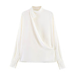 Stand Collar Vertical Oblique Ban Pullover Shirt